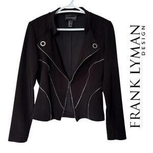 ✨Frank Lyman Fitted Black Blazer with Zipper Trim - Size 4